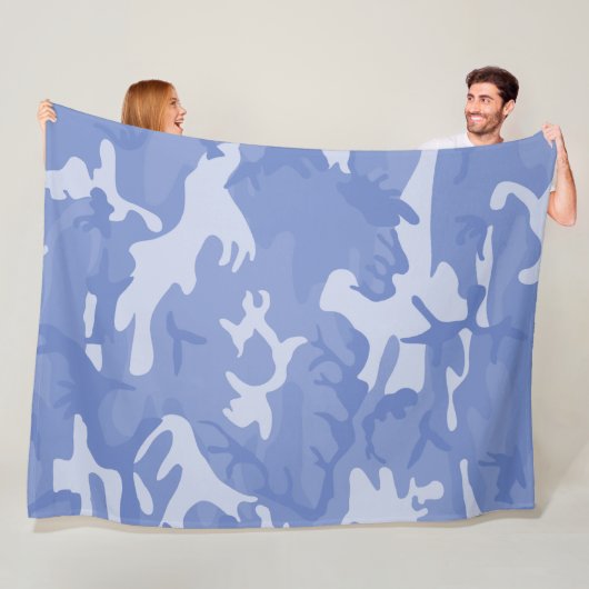Camouflage Blauw Fleece Deken (In situ)