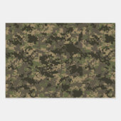 Camouflage blauw, groen en beige pixel inpakpapier vel (Voorkant 2)