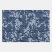 Camouflage blauw, groen en beige pixel inpakpapier vel (Voorkant)