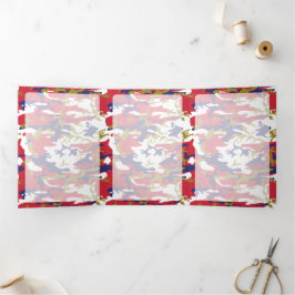 Camouflage, Blauw Wit Rood Goud, Militair, Leger Drieluik Kaart