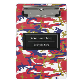 Camouflage, Blauw Wit Rood Goud, Militair, Leger Mini Klembord