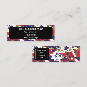 Camouflage, Blauw Wit Rood Goud, Militair, Leger Mini Visitekaartje