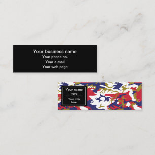 Camouflage, Blauw Wit Rood Goud, Militair, Leger Mini Visitekaartje
