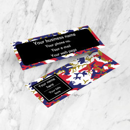 Camouflage, Blauw Wit Rood Goud, Militair, Leger Mini Visitekaartje
