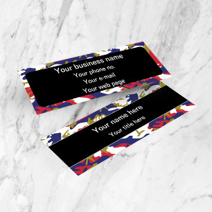 Camouflage, Blauw Wit Rood Goud, Militair, Leger Mini Visitekaartje