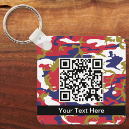 Camouflage, Blauw Wit Rood Goud, Militair, Leger Sleutelhanger