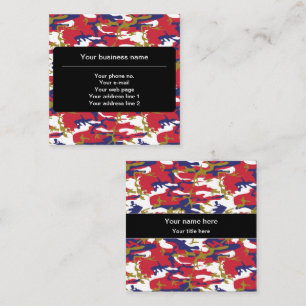 Camouflage, Blauw Wit Rood Goud, Militair, Leger Vierkante Visitekaartje