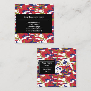 Camouflage, Blauw Wit Rood Goud, Militair, Leger Vierkante Visitekaartje