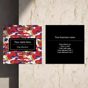 Camouflage, Blauw Wit Rood Goud, Militair, Leger Vierkante Visitekaartje