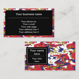 Camouflage, Blauw Wit Rood Goud, Militair, Leger Visitekaartje