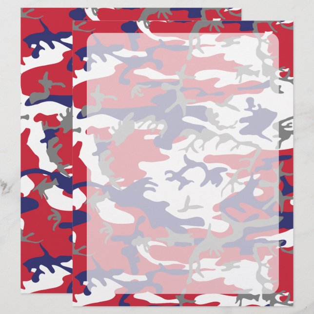 Camouflage, Blauw Wit Rood Grijs, Militair, Leger (Voorkant / Achterkant)