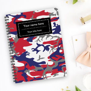 Camouflage, Blauw Wit Rood Grijs, Militair, Leger Notitieboek
