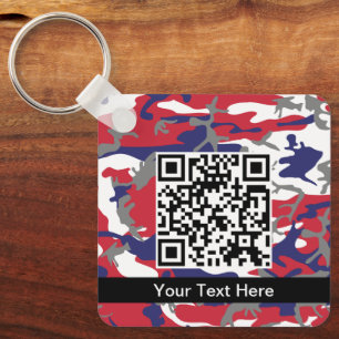 Camouflage, Blauw Wit Rood Grijs, Militair, Leger Sleutelhanger