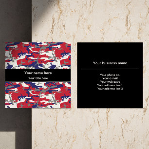 Camouflage, Blauw Wit Rood Grijs, Militair, Leger Vierkante Visitekaartje