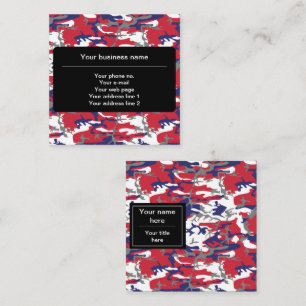 Camouflage, Blauw Wit Rood Grijs, Militair, Leger Vierkante Visitekaartje