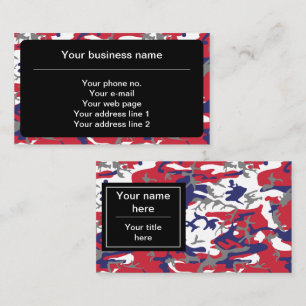 Camouflage, Blauw Wit Rood Grijs, Militair, Leger Visitekaartje