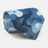 camouflage Blauwe stropdas (Opgerold)