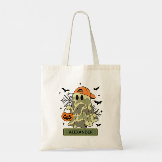 Camouflage Boy Ghost Halloween Trick or treat Tote Bag (Achterkant)