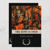 Camouflage bruiloft uitnodiging met herten hoorns. (Voorkant / Achterkant)