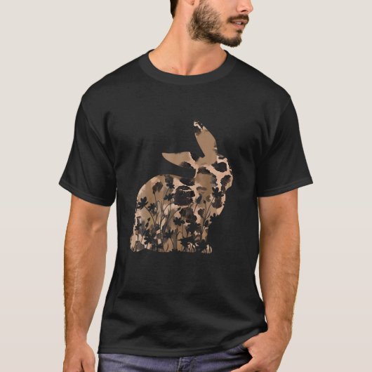 Camouflage Bunny met Floral Leopard Bunny Happy E T-shirt (Voorkant)