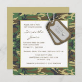 Camouflage/Camo Baby Boy Shower Invite Kaart (Voorkant / Achterkant)
