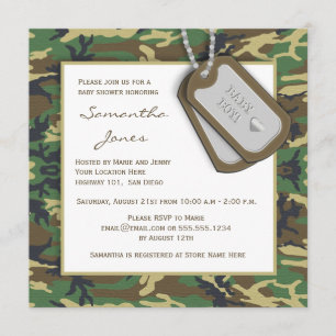 Camouflage/Camo Baby Boy Shower Invite Kaart