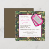 Camouflage/Camo Baby Girl Shower Invite Kaart (Voorkant / Achterkant)