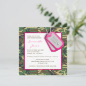 Camouflage/Camo Baby Girl Shower Invite Kaart (Staand voorkant)