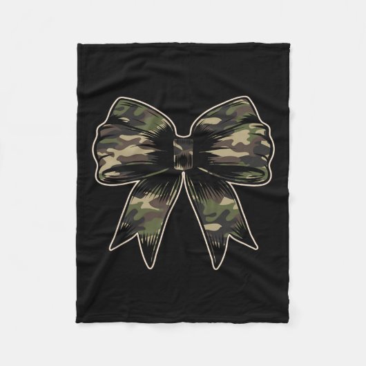 Camouflage Camo Bow Camo Coquette Bow Jagen Vrouwe Fleece Deken (Voorkant)