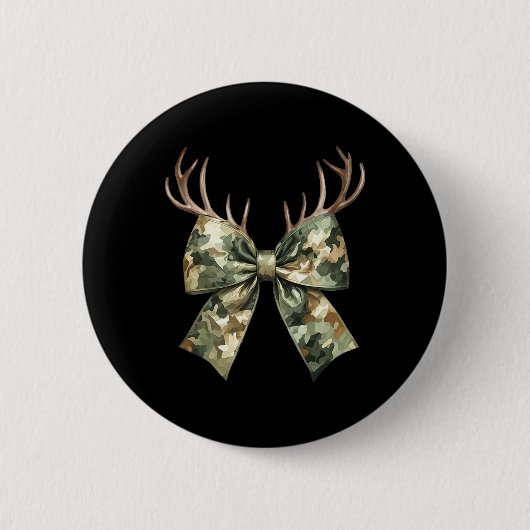 Camouflage Camo Coquette Bow Hunting Deer Hunter W Ronde Button 5,7 Cm (Voorkant)