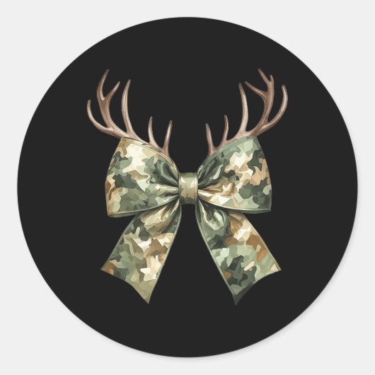 Camouflage Camo Coquette Bow Hunting Deer Hunter W Ronde Sticker (Voorkant)