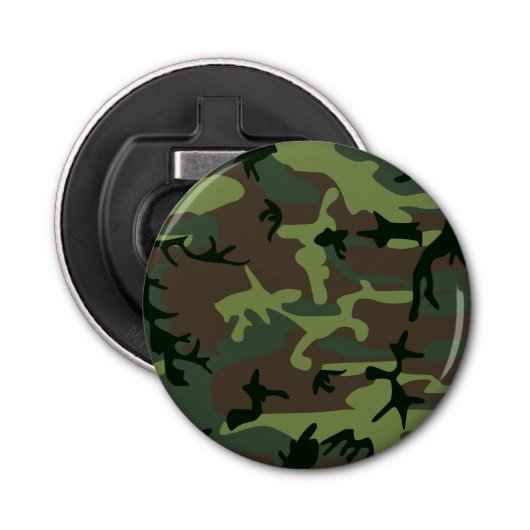 Camouflage Camo Green Brown Pattern Button Flesopener (Voorkant)