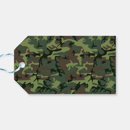 Camouflage Camo Green Brown Pattern Cadeaulabel (Achterkant Horizontaal)