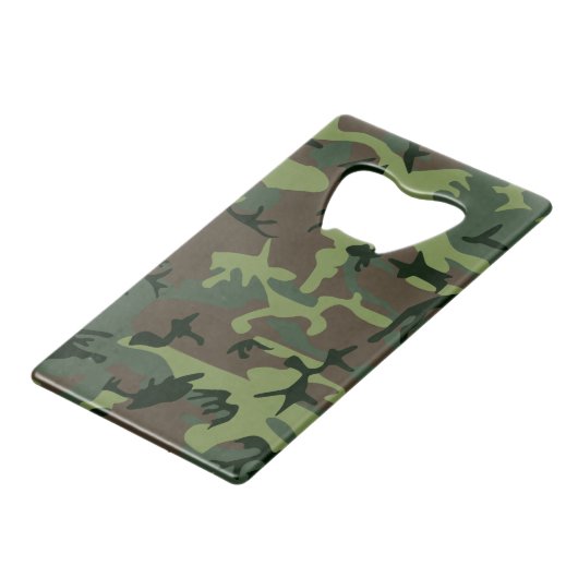 Camouflage Camo Green Brown Pattern Creditkaart Flessenopener (Achterkant Gekanteld)