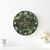 Camouflage Camo Green Brown Pattern Grote Klok (Huis)