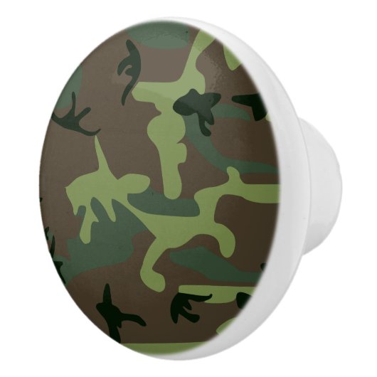 Camouflage Camo Green Brown Pattern Keramische Knop (Rechts)