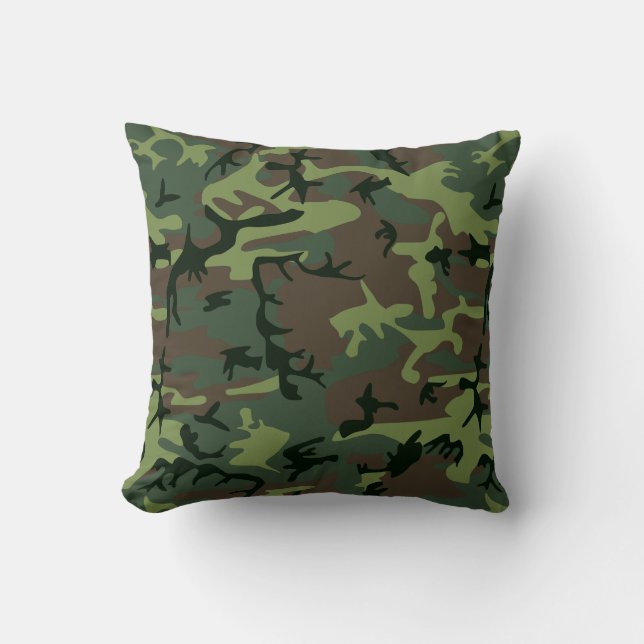 Camouflage Camo Green Brown Pattern Kussen (Voorkant)