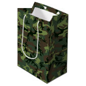Camouflage Camo Green Brown Pattern Medium Cadeauzakje (Voorkant Gekanteld)