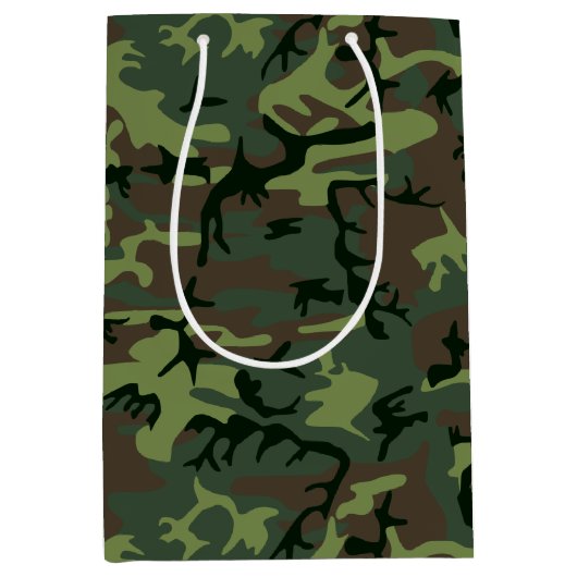 Camouflage Camo Green Brown Pattern Medium Cadeauzakje (Voorkant)