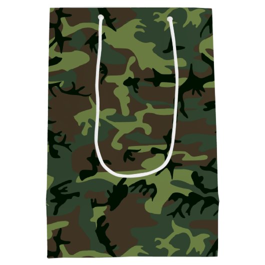 Camouflage Camo Green Brown Pattern Medium Cadeauzakje (Achterkant)