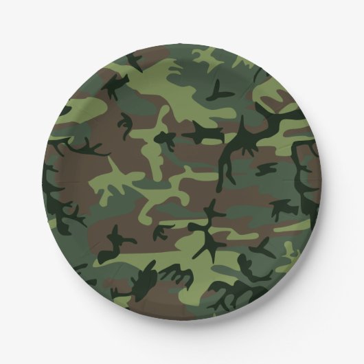 Camouflage Camo Green Brown Pattern Papieren Bordje (Voorkant)