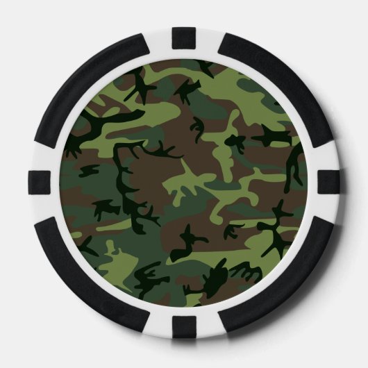 Camouflage Camo Green Brown Pattern Poker Chips (Voorkant)