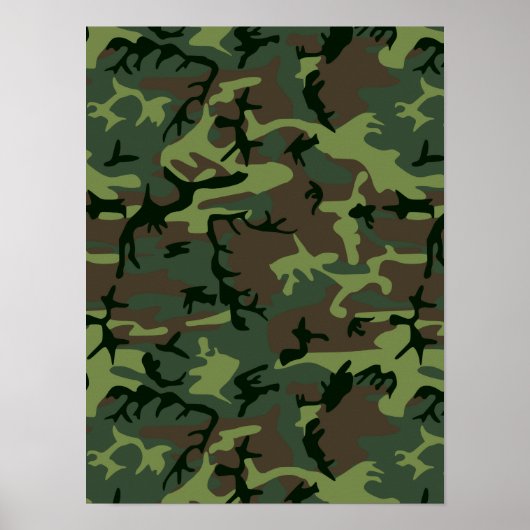 Camouflage Camo Green Brown Pattern Poster (Voorkant)