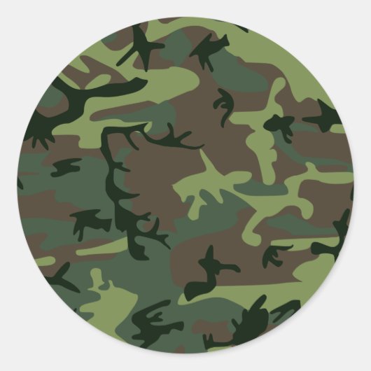 Camouflage Camo Green Brown Pattern Ronde Sticker (Voorkant)