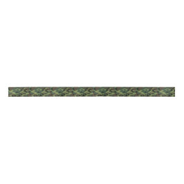 Camouflage Camo Green Brown Pattern Satijnen Lint