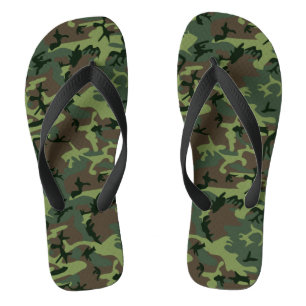 Camouflage Camo Green Brown Pattern Teenslippers