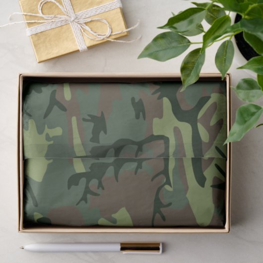 Camouflage Camo Green Brown Pattern Tissuepapier (Geschenk)