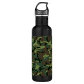 Camouflage Camo Green Brown Pattern Waterfles (Voorkant)