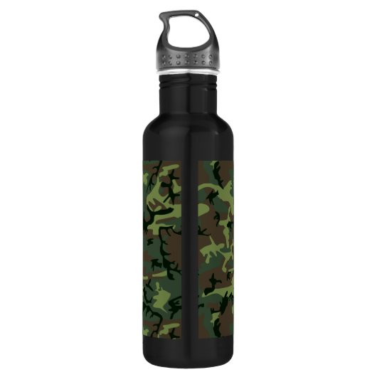 Camouflage Camo Green Brown Pattern Waterfles (Achterkant)