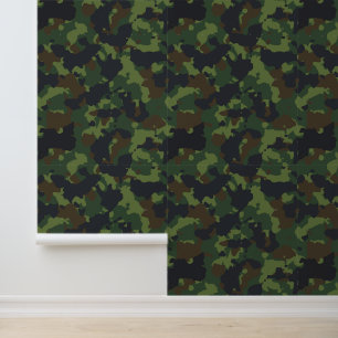 Camouflage camo groen behang